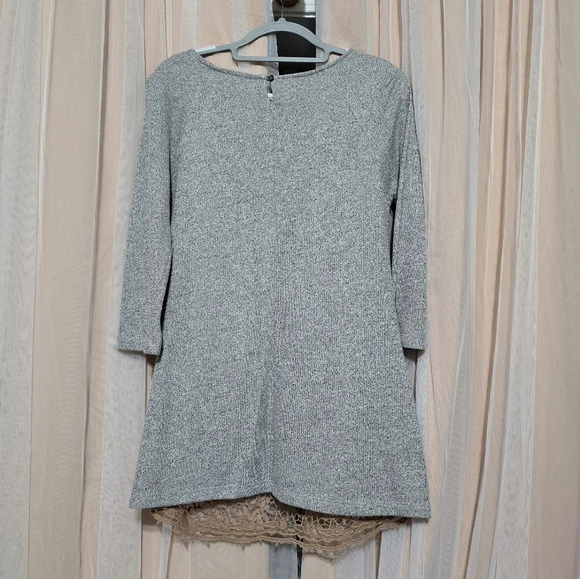 Dolan for Anthropologie Le Pompe Tunic Sweatshirt w/Crochet Overlay, EUC! - Picture 4 of 13
